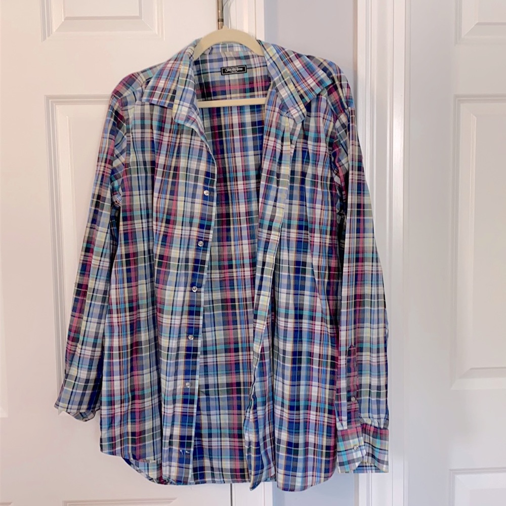 Saks fifth Avenue plaid dress or casual shirt button down mens